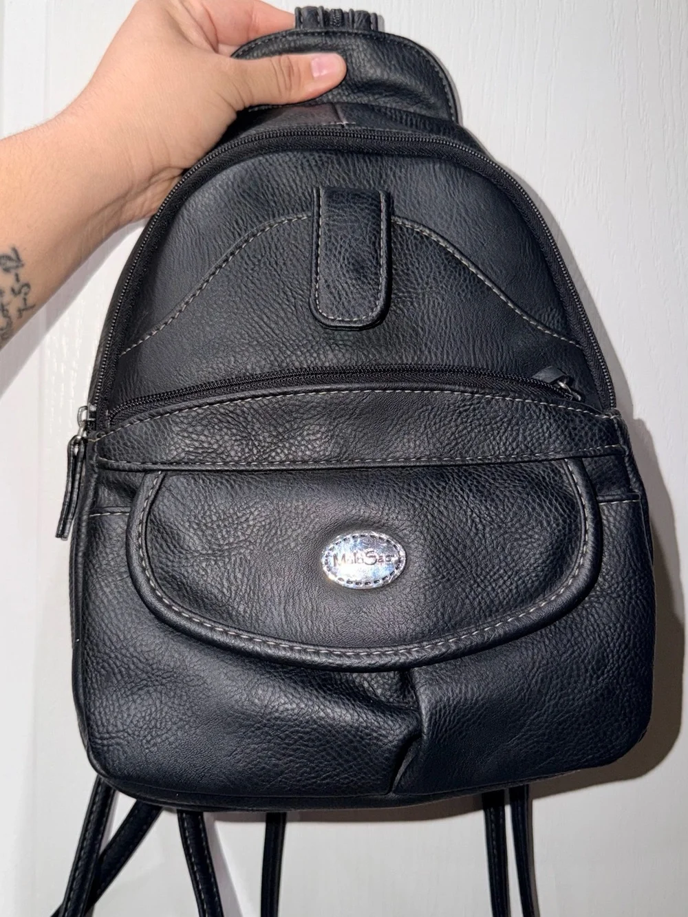MultiSac Black Convertible Backpack Sling Organizer Purse Multi Pocket